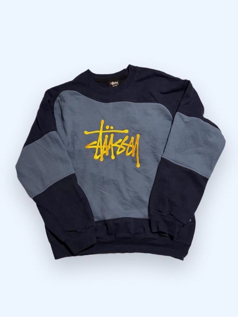 Stüssy Colorblock navy and light blue sweater